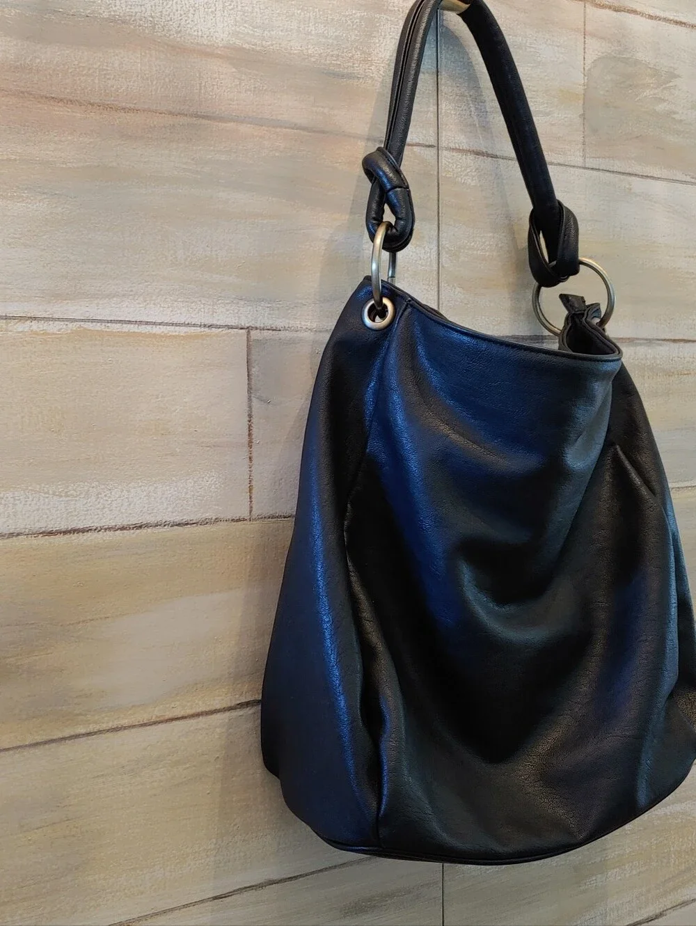 Antik Kraft women vegan leather shoulder black large hobo satchel bag y2k preppy